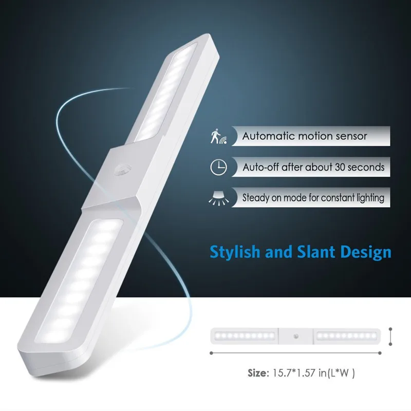 Veilleuse à capteur de mouvement PIR infrarouge aste par USB, lampe pour armoire, Cisco, garde-robe, escalier, cuisine, chambre à coucher, 20 LED