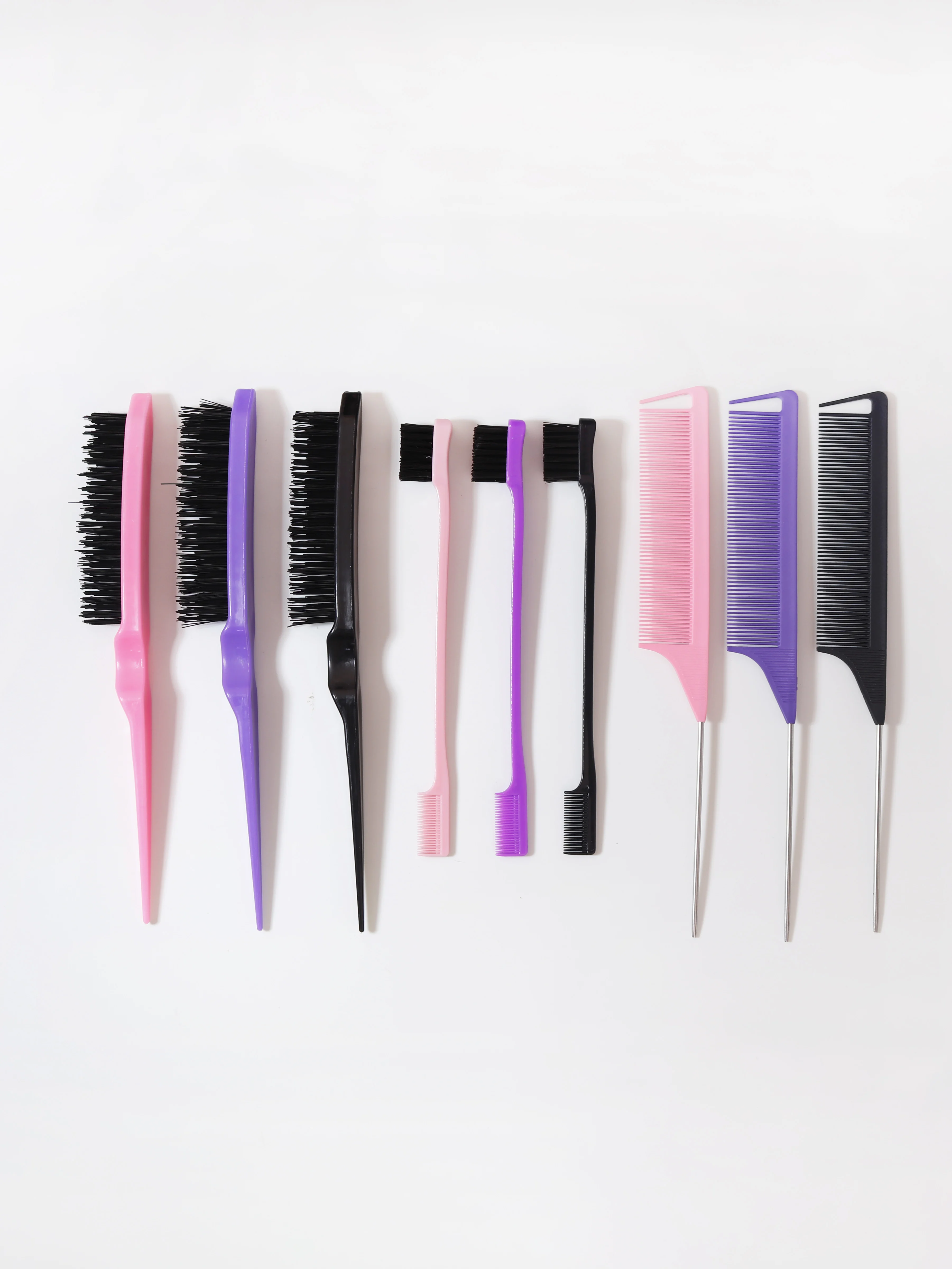 9-piece styling set, edge brush, pointed tail comb, comb hair brush, used for edge and back brushes, thick and sparse hair care