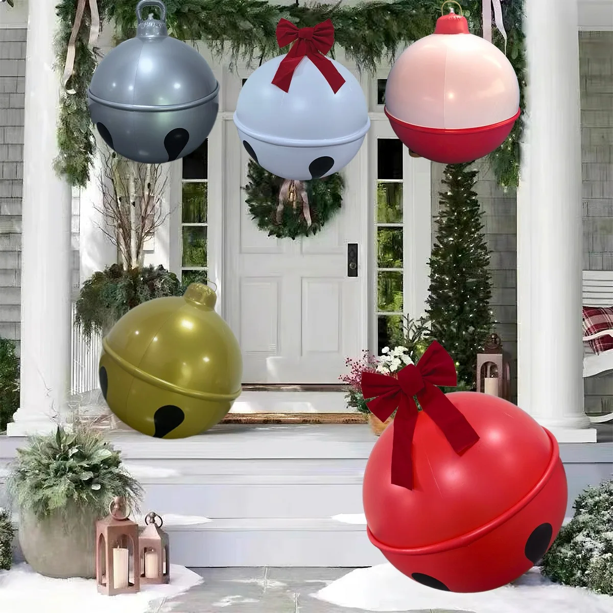 

60cm Outdoor Christmas Inflatable Decorated Bell Ball PVC Giant Big Large Balls Xmas Tree Decor Toy Ball Without Light Ornament