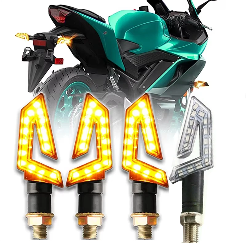 Motorcycle LED Turn Signals Lights Sawtooth Flowing Light Amber Flashing Indicator Lights Signal Lamp LED Turn Signal