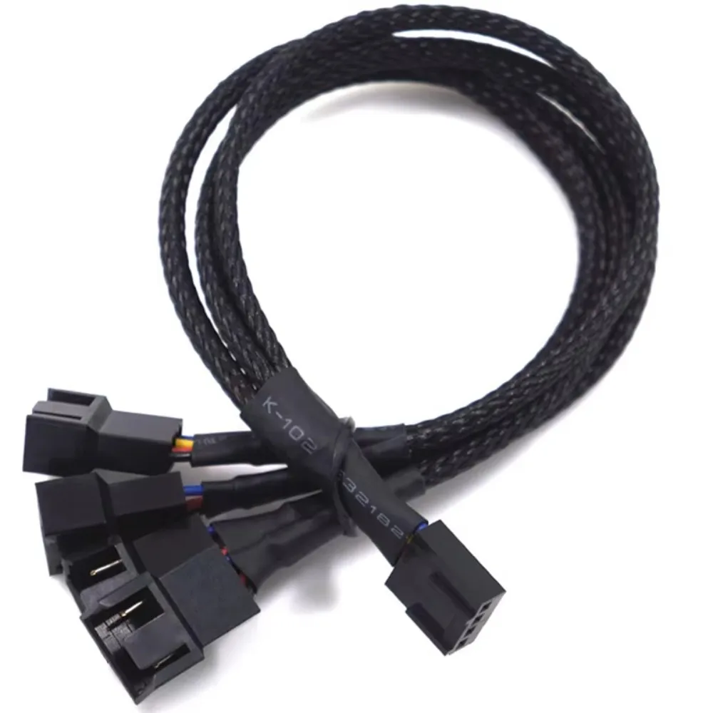 

Male To Female 4 Pin Pwm Fan Cable Black Sleeved Braided Sleeving Temperature Control Fan Cable Splitter Connector