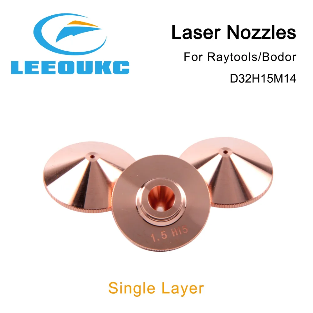 LEEOUKC Raytools Nozzle Single/Double Layer Dia32mm Caliber 0.8-5.0mm For Empower Fiber Laser Head Bodor Glorystar Laser Machine