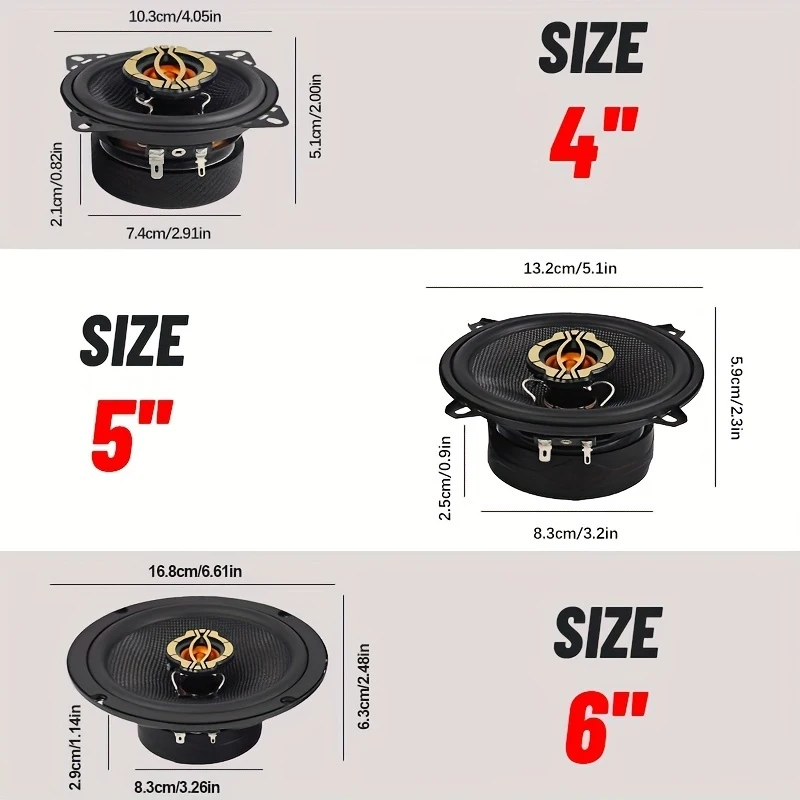 car speakers - 600W/800W/1000W，4/5/6.5 inch options，4 Ohm，Shockproof，Dual-coil surround sound，Easy to install car audio upgrade