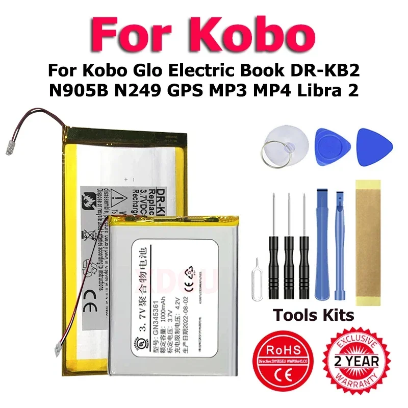 N905B DR-KB2 N249 Battery For Kobo Glo Electric Book DR-KB2 N905B N249 GPS MP3 MP4 Libra 2 With Tools Kit Replacement Bateria