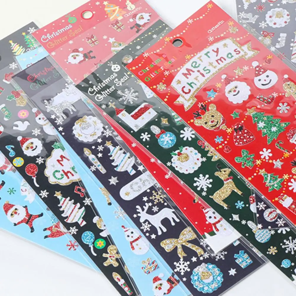 Snowman Santa Claus Stickers Strong Adhesive Christmas Stickers Festive Christmas Stickers Snowman Santa Claus Deer for Crafts