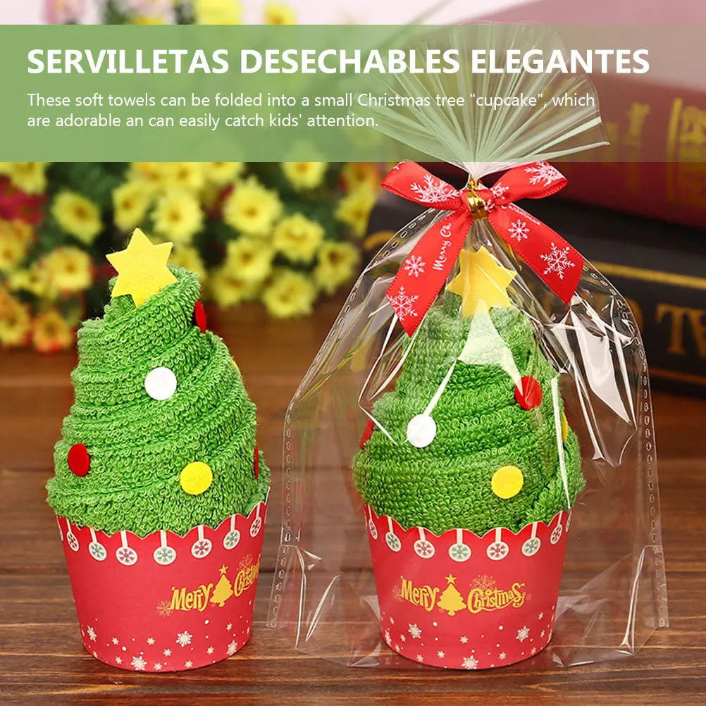 2Pcs Christmas Towels Cozy Shaped Hand Towels Soft Washcloths for Holiday Decor and Bathroom Supplies