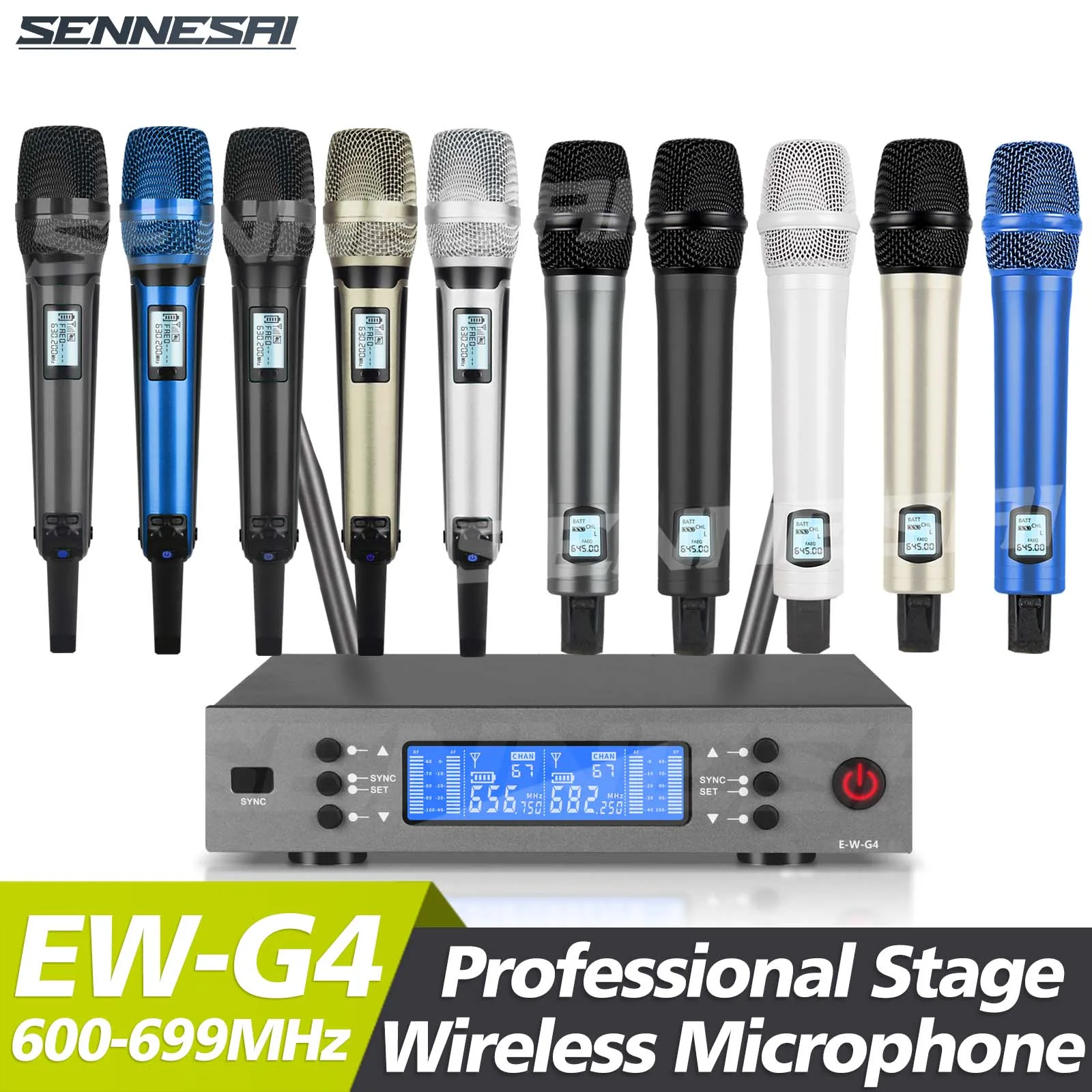 

Top Quality! EW-G4 Professional Dual Wireless Microphone Stage Performance 2 Channels UHF Karaoke Metal Handheld SKM9000 Mic