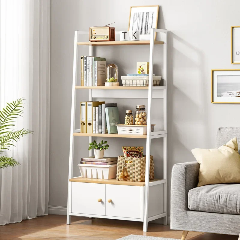 Living room bookshelf shelf floor-to-ceiling multi-layer household wrought iron storage shelf integrated wall simple display