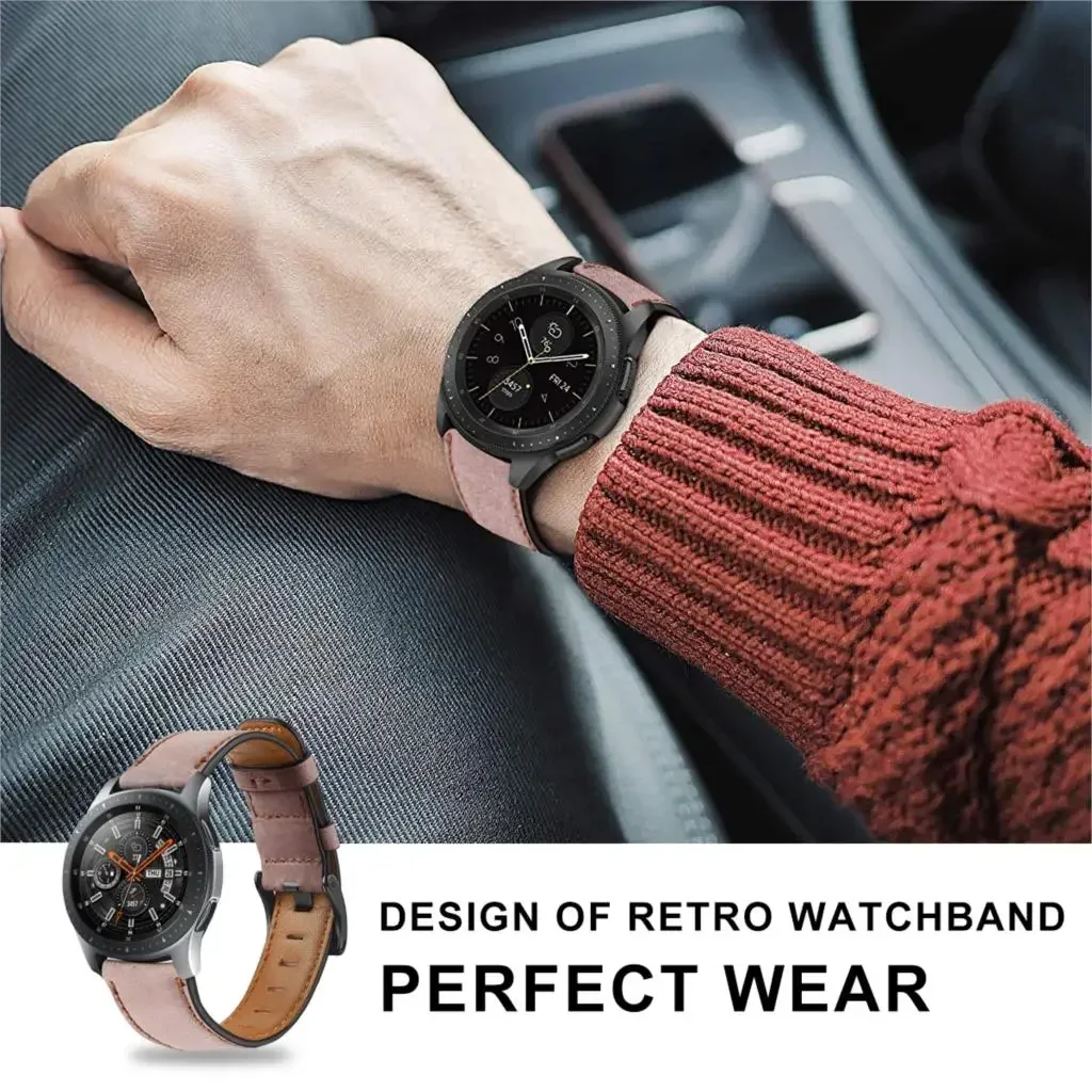 Retro Leather strap for Samsung Galaxy watch 4/6/classic/5/5 pro/Active 2 20/22mm watch band Amazfit Bip 5/Bip3 pro/GTR 4 strap