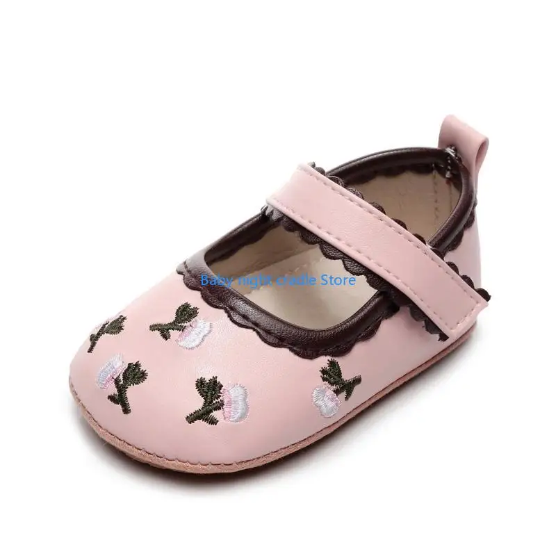 J2FF أحذية طفلة زهرة التطريز حذاء طفل جين أحذية Preawalker الشقق