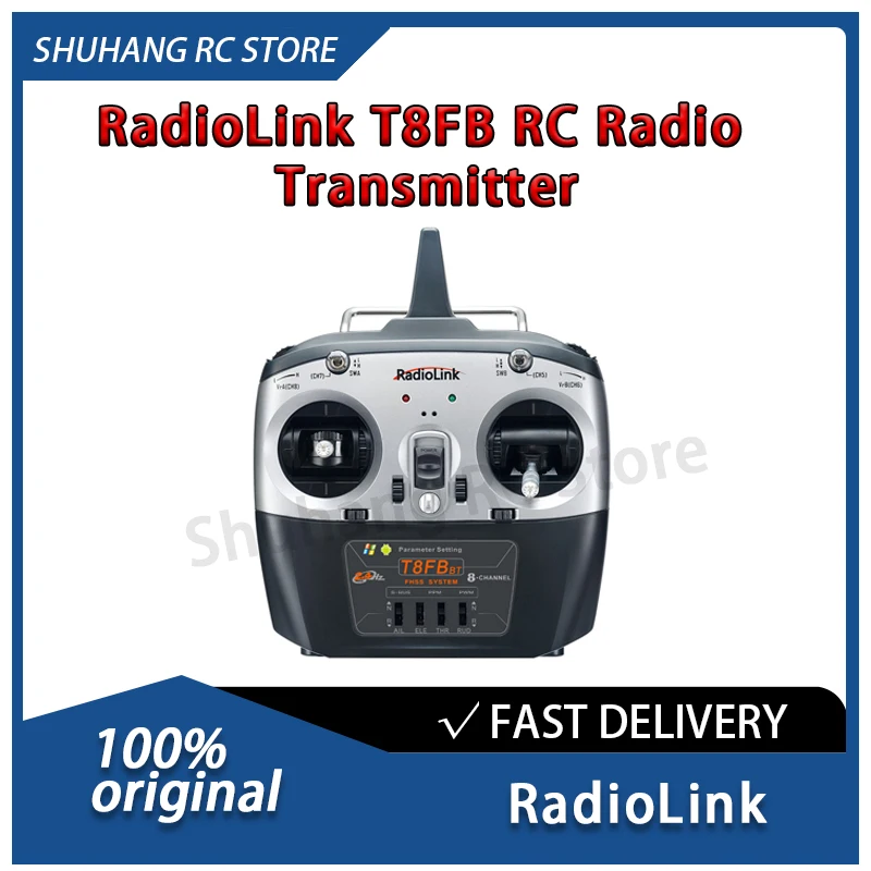 

RadioLink T8FB RC Radio Transmitter Wide Operating Voltage Tolerance 8CH Complete Functions for Fixed Wing Glider Car Boat