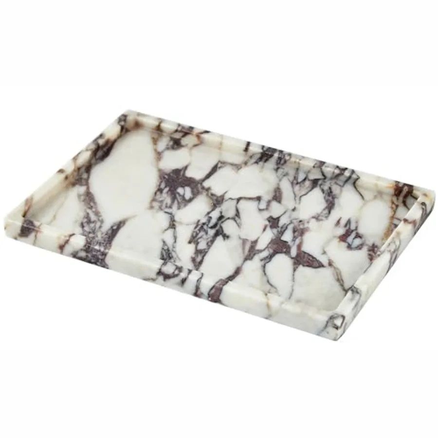 

Natural Marle Vaty Tray for atroom Countertop Stone Stora Tray for ome Decor 12"x8" nuine Calacatta Viola Marle Perfume lry Org
