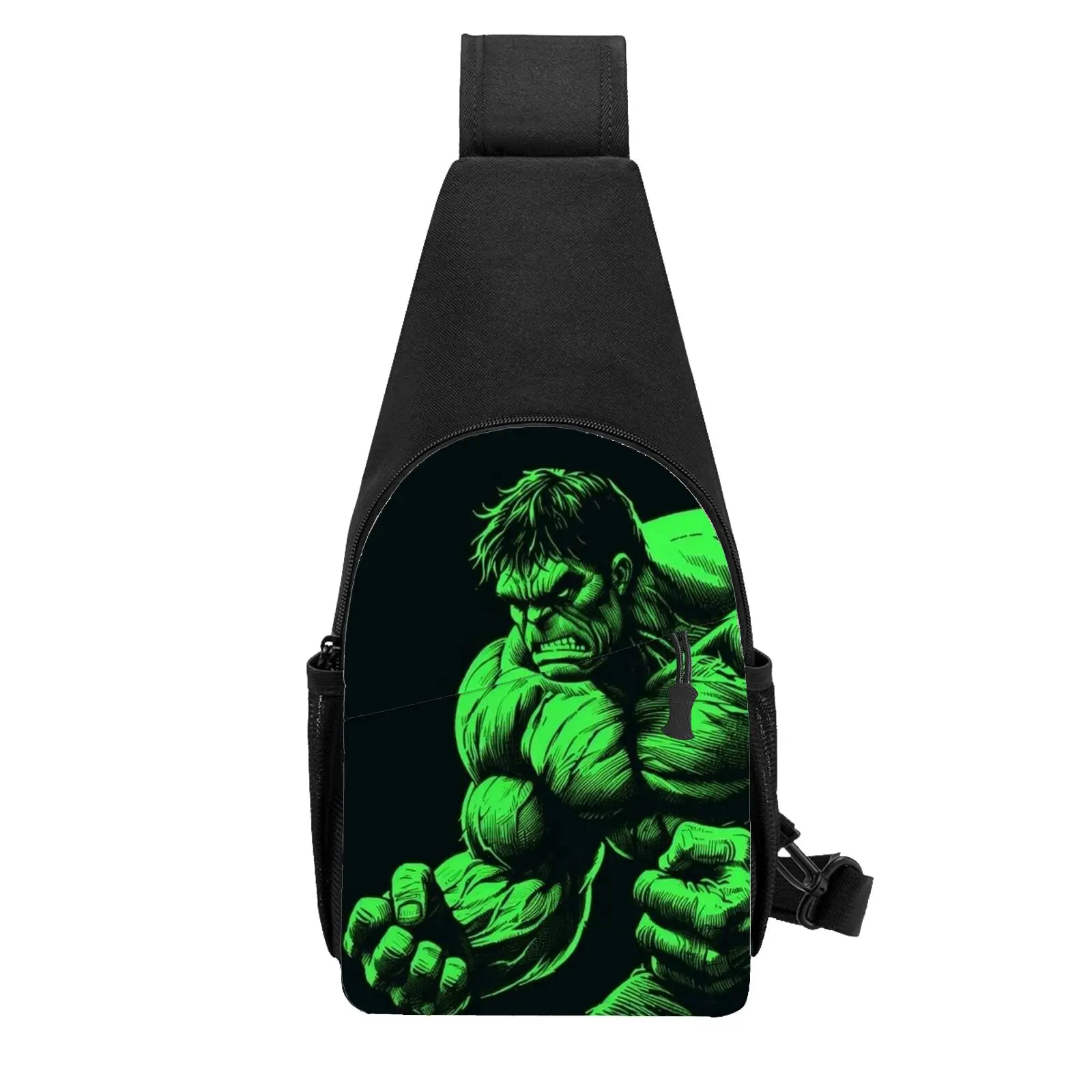

1pc Marvel Hulk Dark Background Casual Chest Bag Adjustable Strap Multi-Pocket