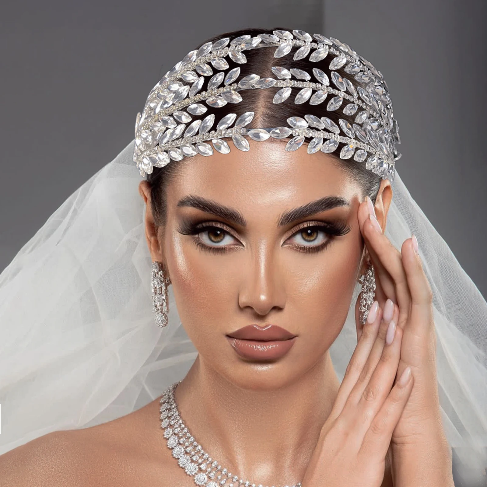 Dz148 strass casamento tiara prata strass noiva bandana brilhante diamante pageant coroa feminino acessórios de jóias de cabelo