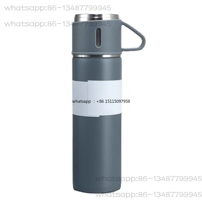 Stainless steel straight three-lid gift box set export gift thermos cup