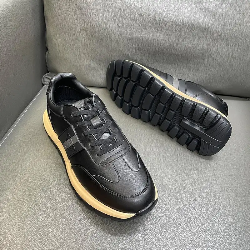 New Shoes for Men Genuine Leather Casual Shoes Fashion Striped Chunky Sneakers Street Cool Thick-soled Athletic Shoes