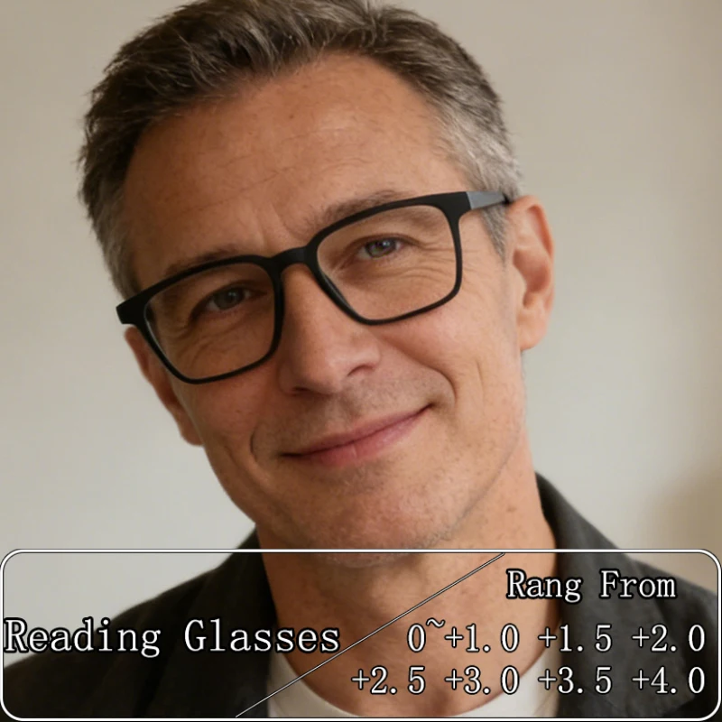 LOERHUNAR Neue Retro-Lesebrille mit schwarzem Rahmen und Blaulichtfilter für Männer und Frauen mittleren Alters und Senioren, Dioptrien 0 bis +4,0