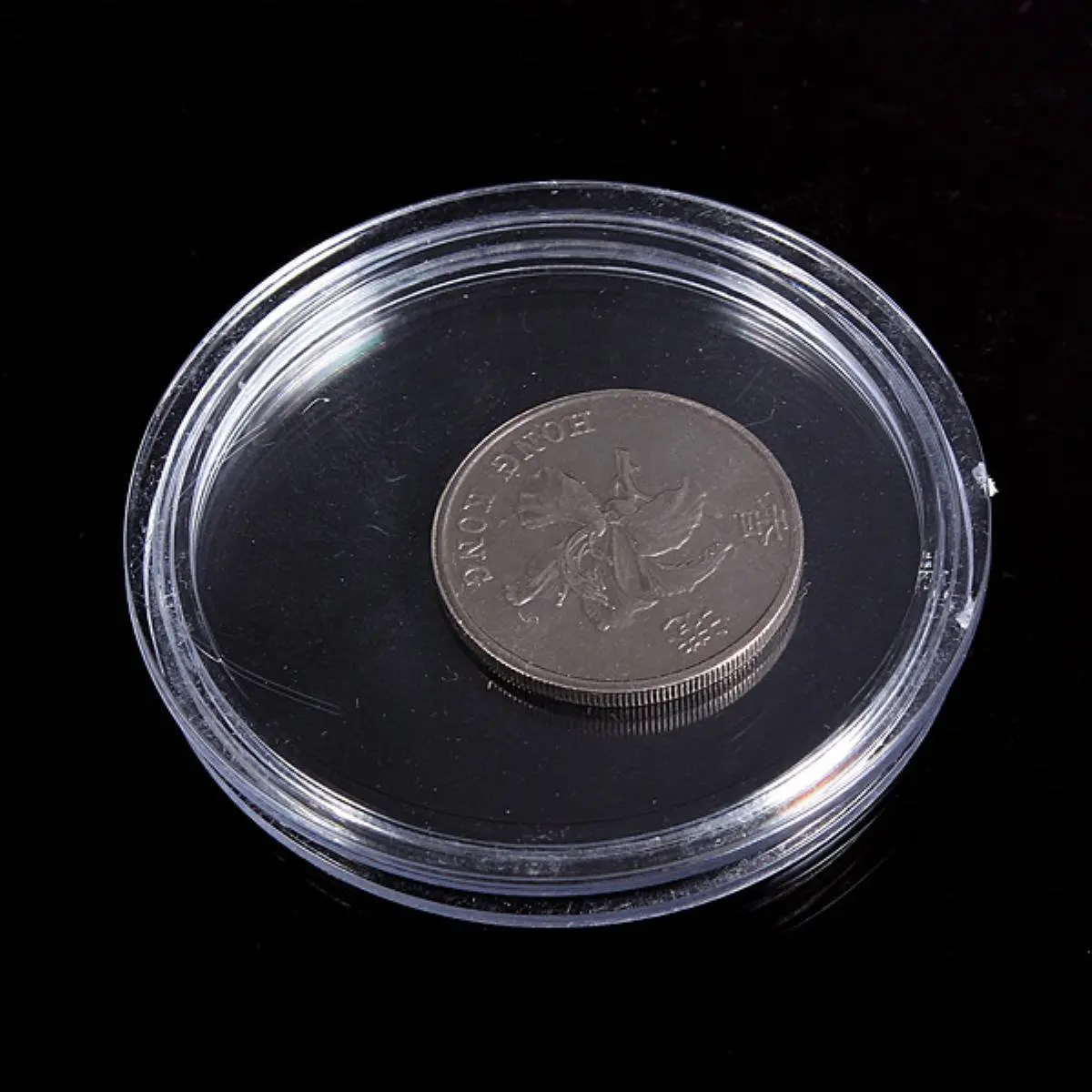 10 pcs Small round transparent plastic coin capsules box 24mm