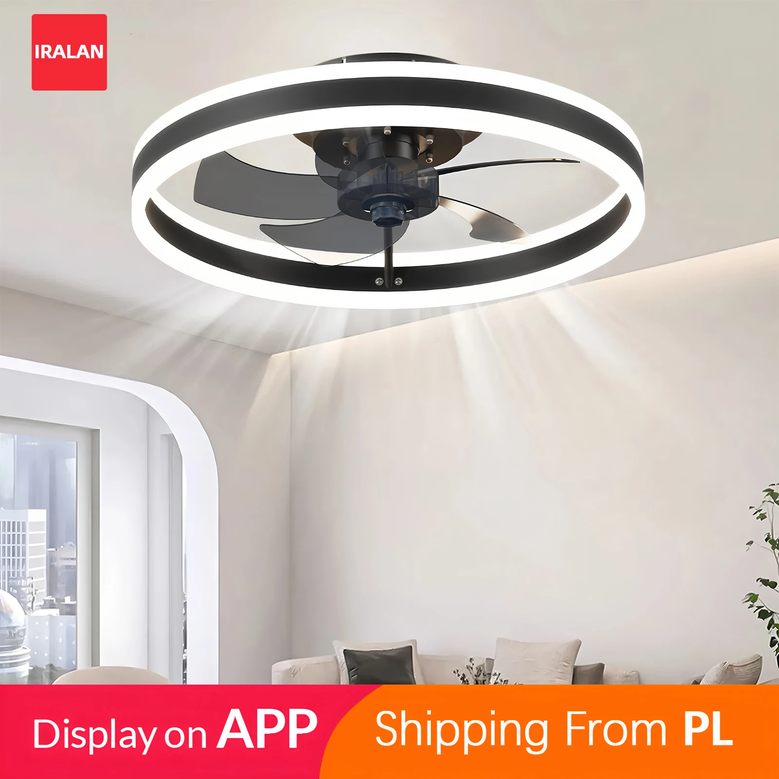 Ventilateur de plafond minimaliste avec lumière, éclairage décoratif pour la maison, ventilateur électrique rafraîchissant, lampe de plafond ronde de 50 cm pour chambre à coucher, lampe de bureau