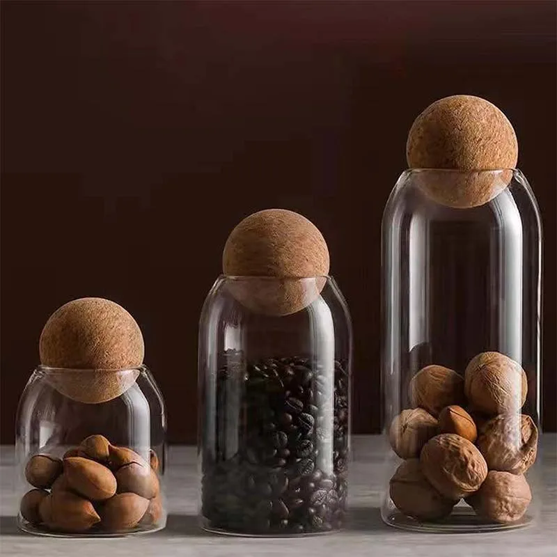 Glass Sealed Jar Kitchen Miscellaneous Grain Storage Jar Coffee Bean Transparent Glass Product Storage Jar