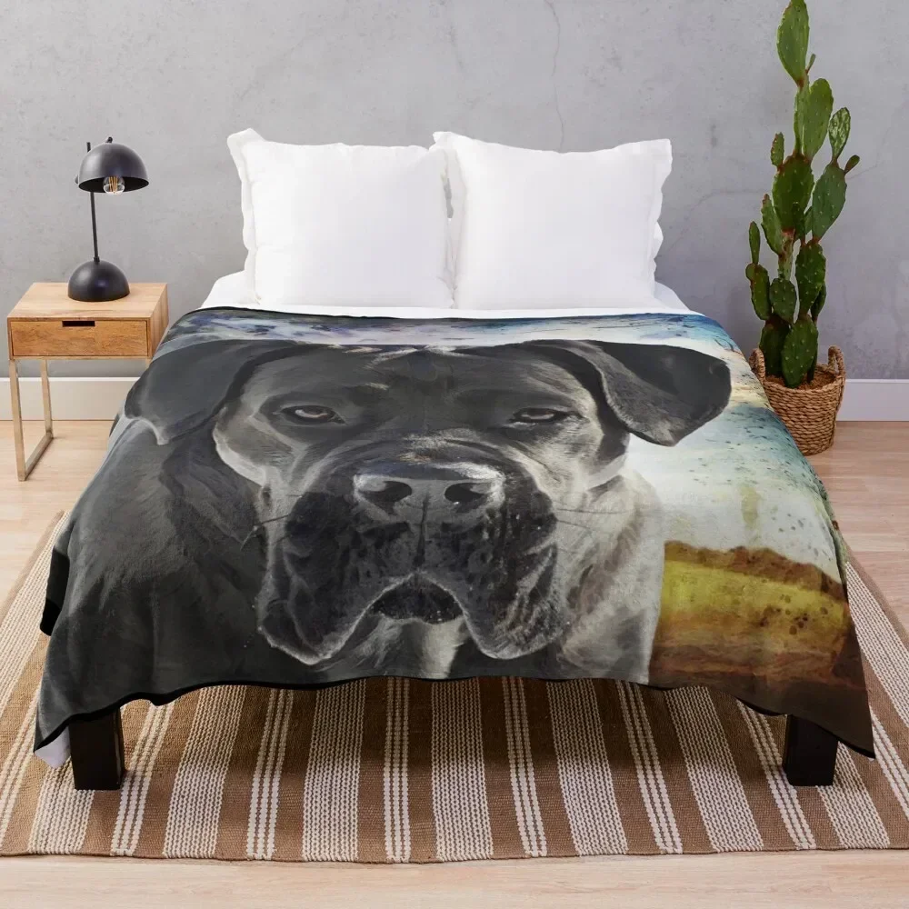 Cane Corso With Floppy Ears Throw Blanket funny gift For Sofa Thin Stuffeds Blankets