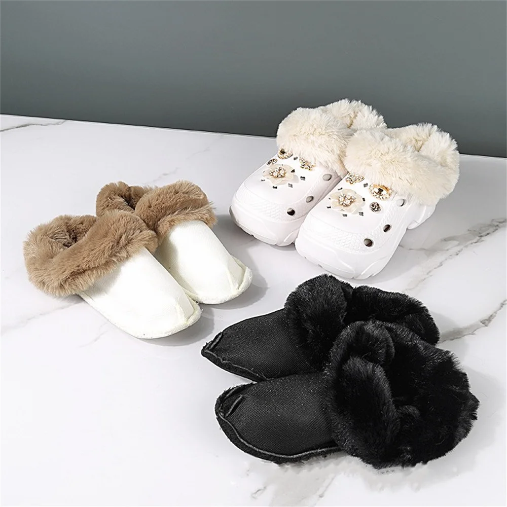 1 Pair Removable Fluffy Plush Sleeve For Slippers Winter Warm Insoles Inserts Holes Shoes Liner Shoes Cover Shoes Accessories