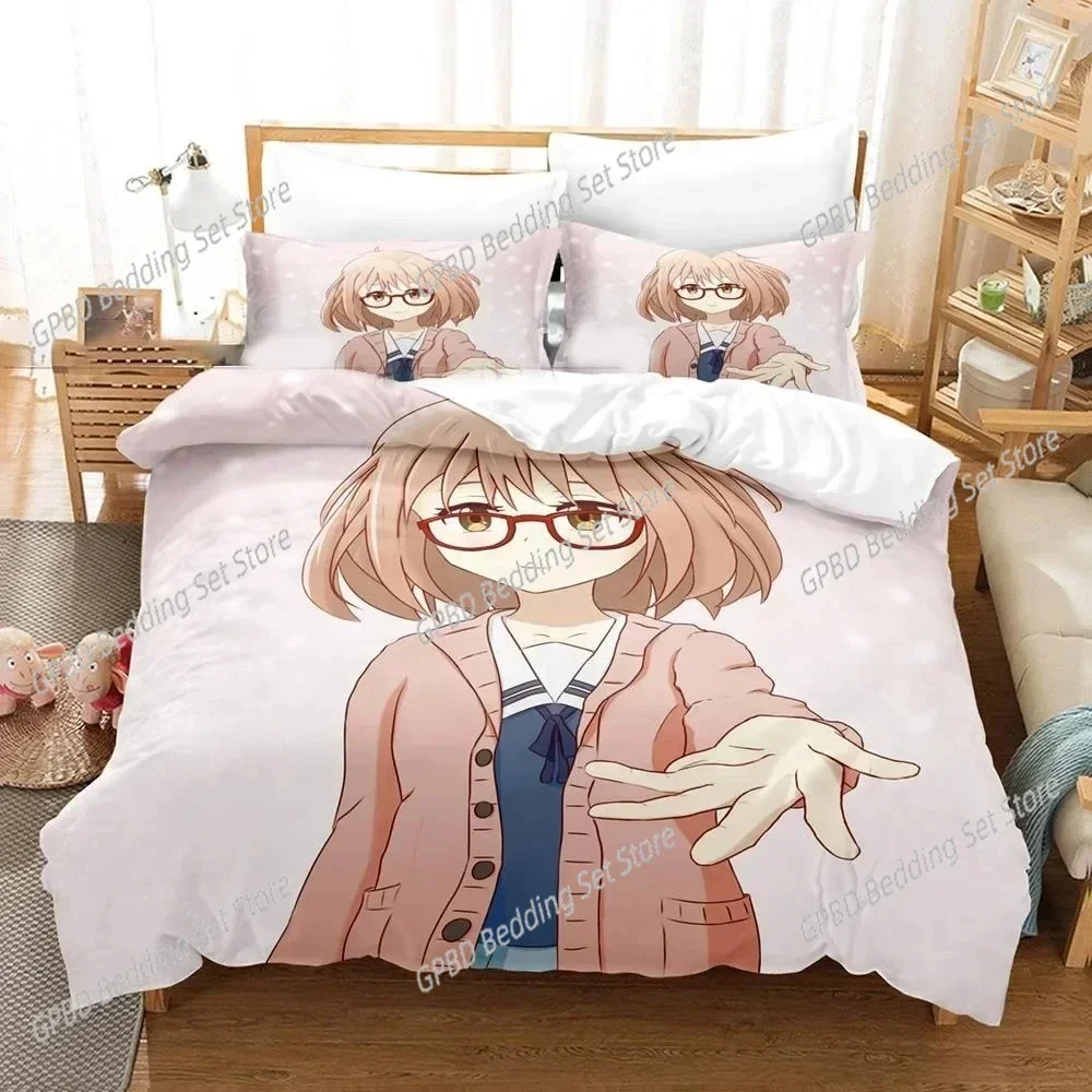 Anime Beyond the Boundary Mirai Kuriyama Comfortable Duvet Cover Pillowcase Bedding Set Children Bedroom Decoration Home Textile