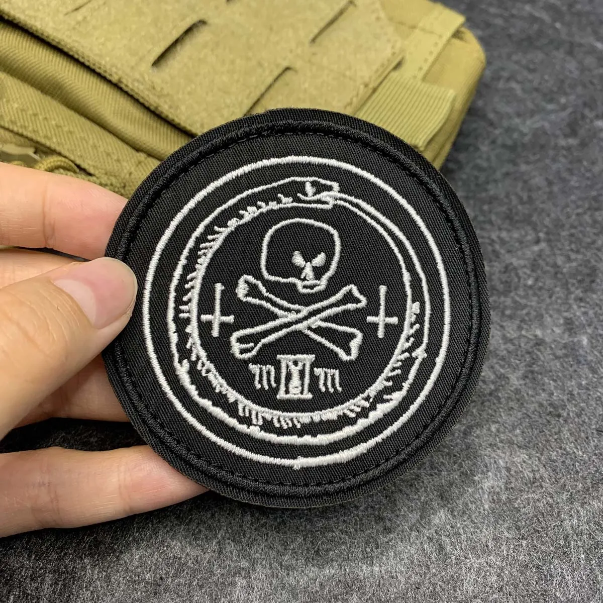 Skull Crossbones Ouroboros Snake tactics Embroidered patch hook and loop fasteners Morale badge DIY for jacket backpack