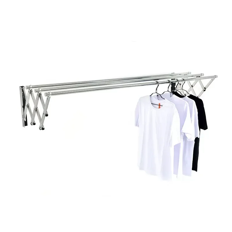 Customizable 4-Pole Telescopic Wall Hanging Stainless Steel Clothes Drying Rack Indoor for Kitchen Bathroom Living Room 3