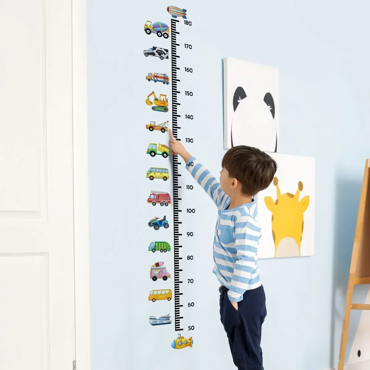 Transport Truck Cars Growth Chart for Kids Wall Stickers Measure Height Wall Chart Children Ruler Nursery Room Decor Wall Art