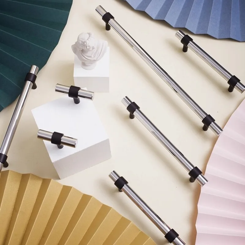 مقبض وأثاث نحاسي، مقبض مرآة مصقول على شكل حرف T، مقابض أجهزة للخزانة، درج سحب لغرفة النوم باللون الفضي