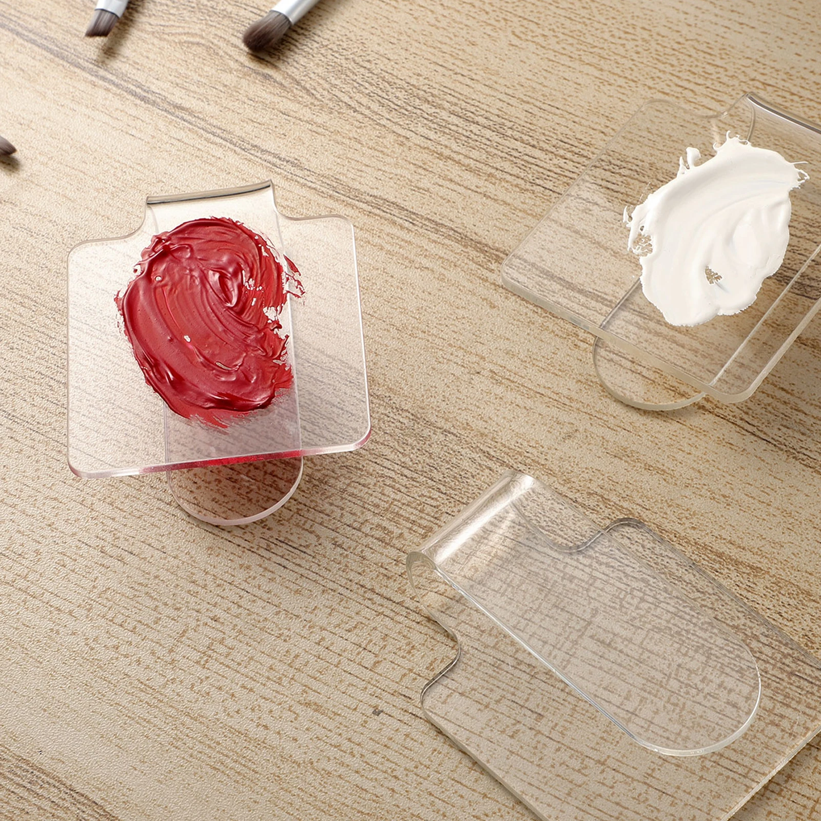

Clear Acrylic Handheld Makeup Mixing Plate Foundation Lipstick Powder Tray Portable Manicure Tool Salon