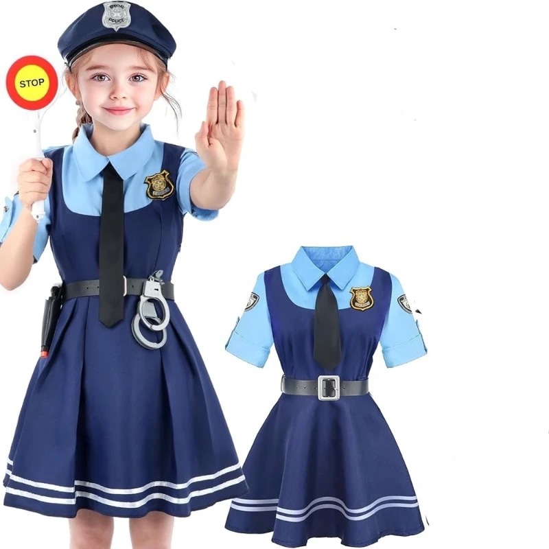 

Little Bunny Police Costume, Kids Cop Uniform Halloween Cosplay Role-Play Career Dress