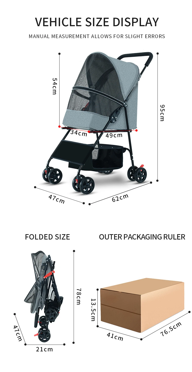 

Pet Stroller,Dog Stroller For Small Dogs With Storage Basket Detachable And Foldable Aluminium Pet StrollerStroller