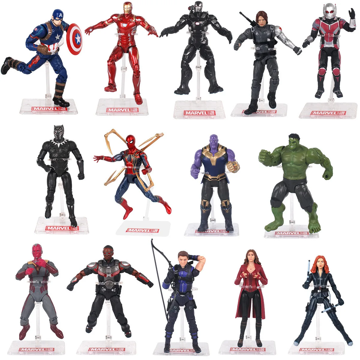 Genuine Marvel Avengers Falcon Winter Soldier Hulk Visio Ironman Thanos Spiderman Black Widows Articulated Action Figure Toys