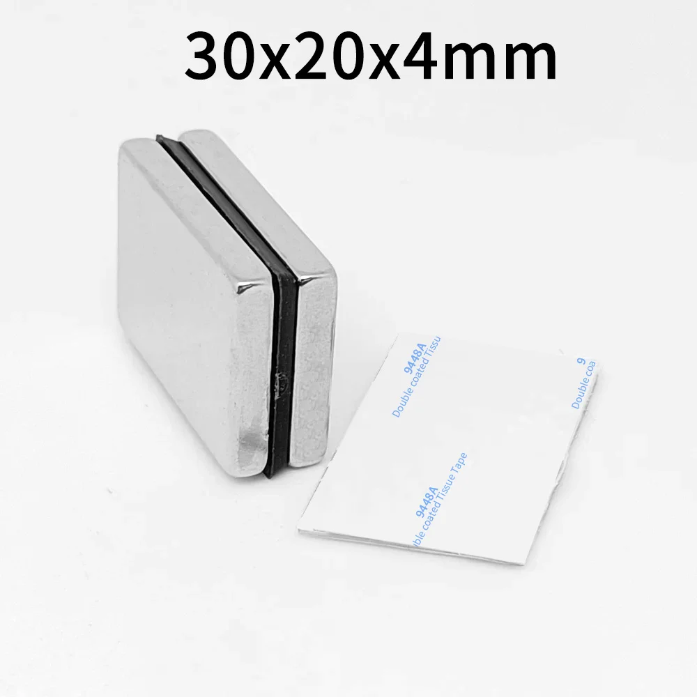 30x20x4mm Strong Search Magnet Sheet 30*20*4 Block Permanent Neodymium Magnet With 3M Self - Adhesive 30x20x4