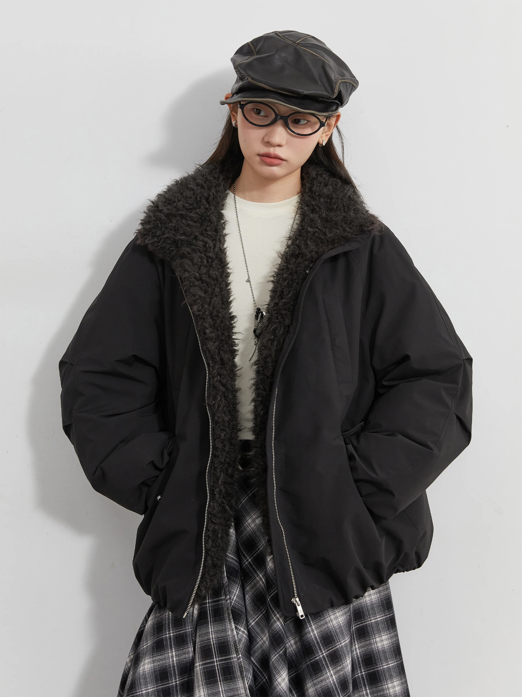 CHIC VEN Women Down Coats Loose Casual 90 White Duck Down Jacket Plush Splice Female Warm Overcoat Autumn Winter 2025