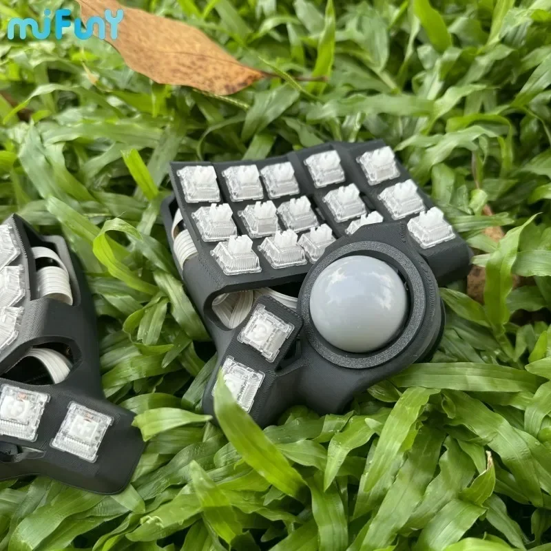 Imagem -06 - Charybdis Dividir Kit Teclado Mecânico Wired Single Mode Legbot Madeira Cinzenta v4 Track Ball Pwm3360 Vik Qmk 3x5 Personalizado