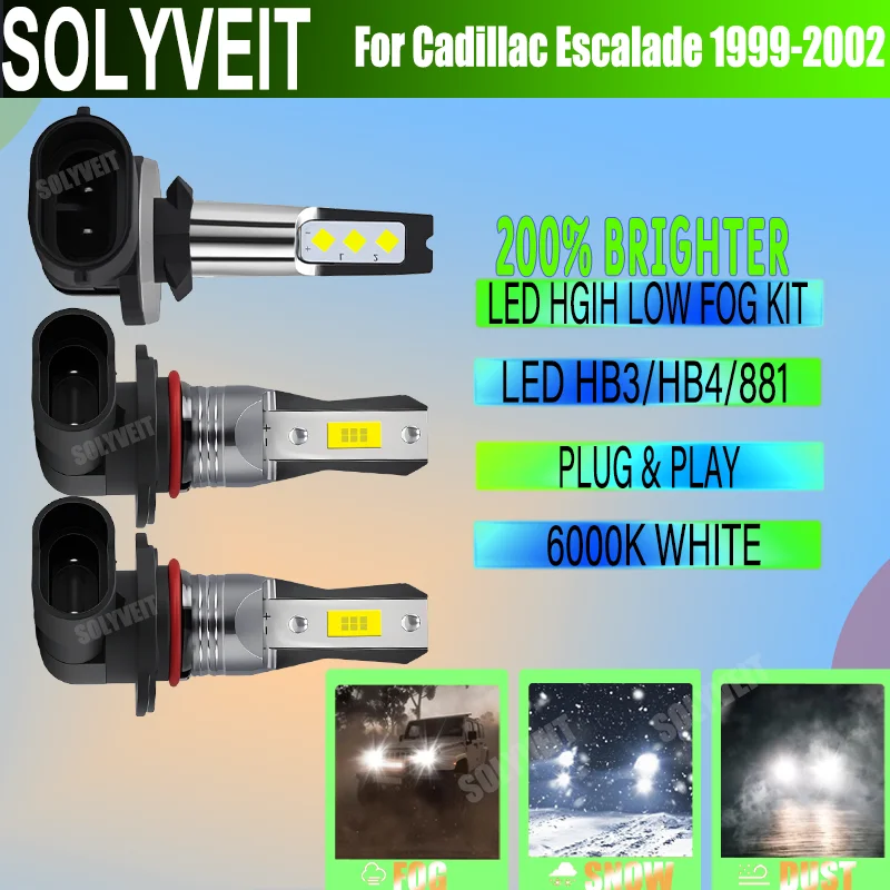

The Color of Clarity: 6000K White LED BULB for Better Object Recognition at Night For Cadillac Escalade 1999 2000 2001 2002