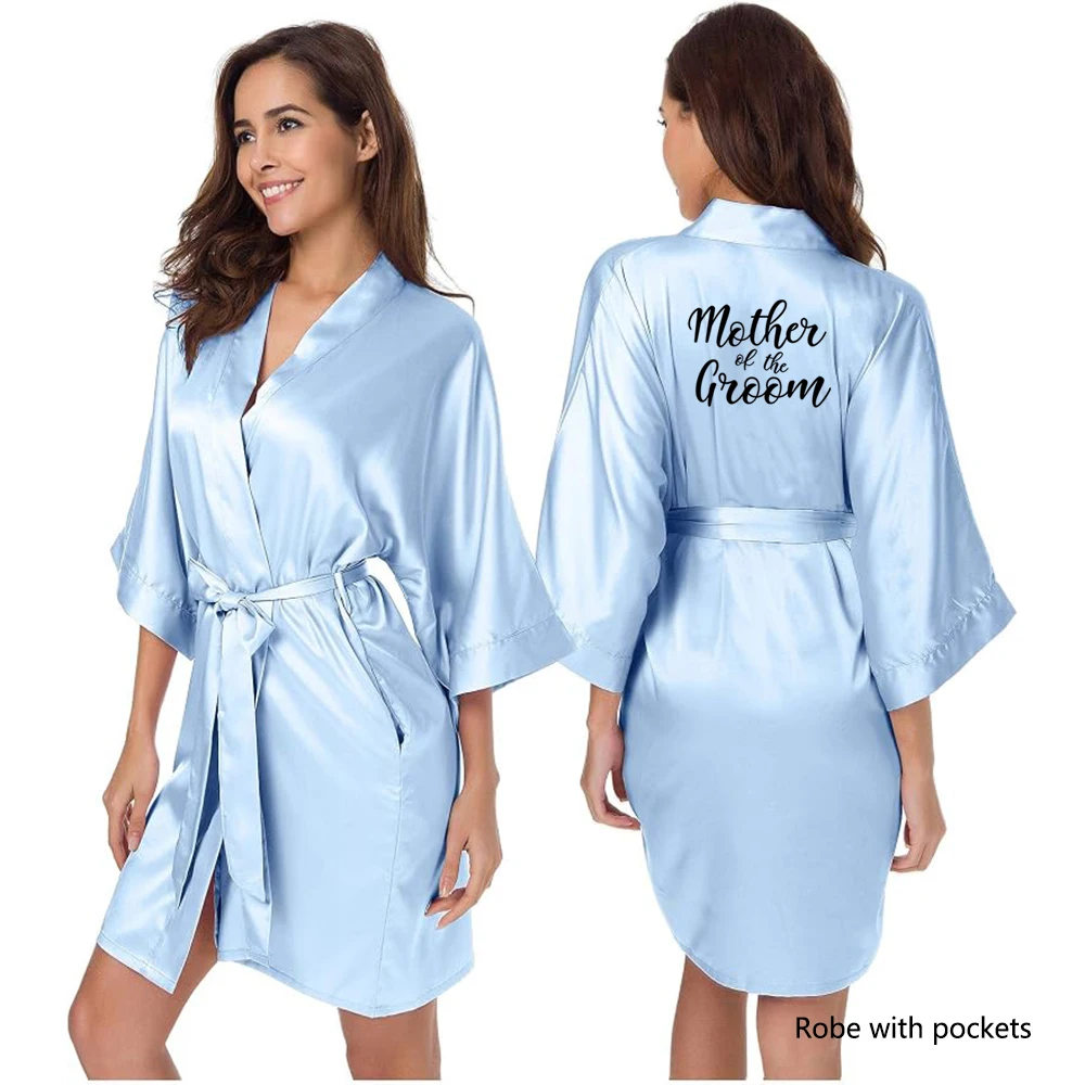 New Bathrobe Bride Satin-Silk Robe Women Bridal Party Sister Team Mother Shower Gift Bridesmaid Wedding Short Robes YE7883
