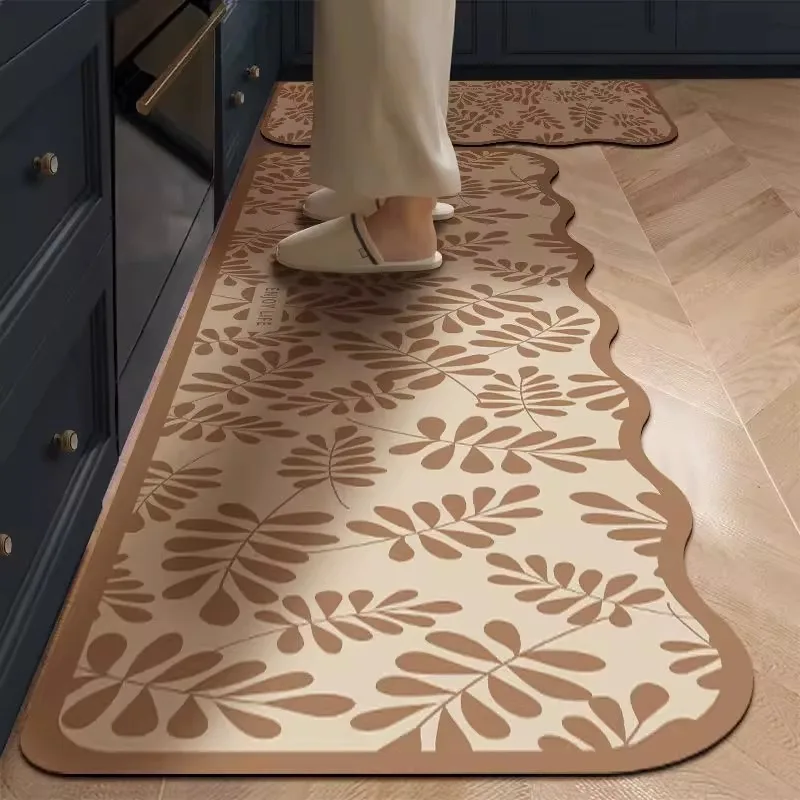 

Irregular PVC Kitchen Floor Mat Luxury High-grade Oil-proof Waterproof, Bathroom Carpets Non-slip Wear-resistant Balcony Rugs 러그