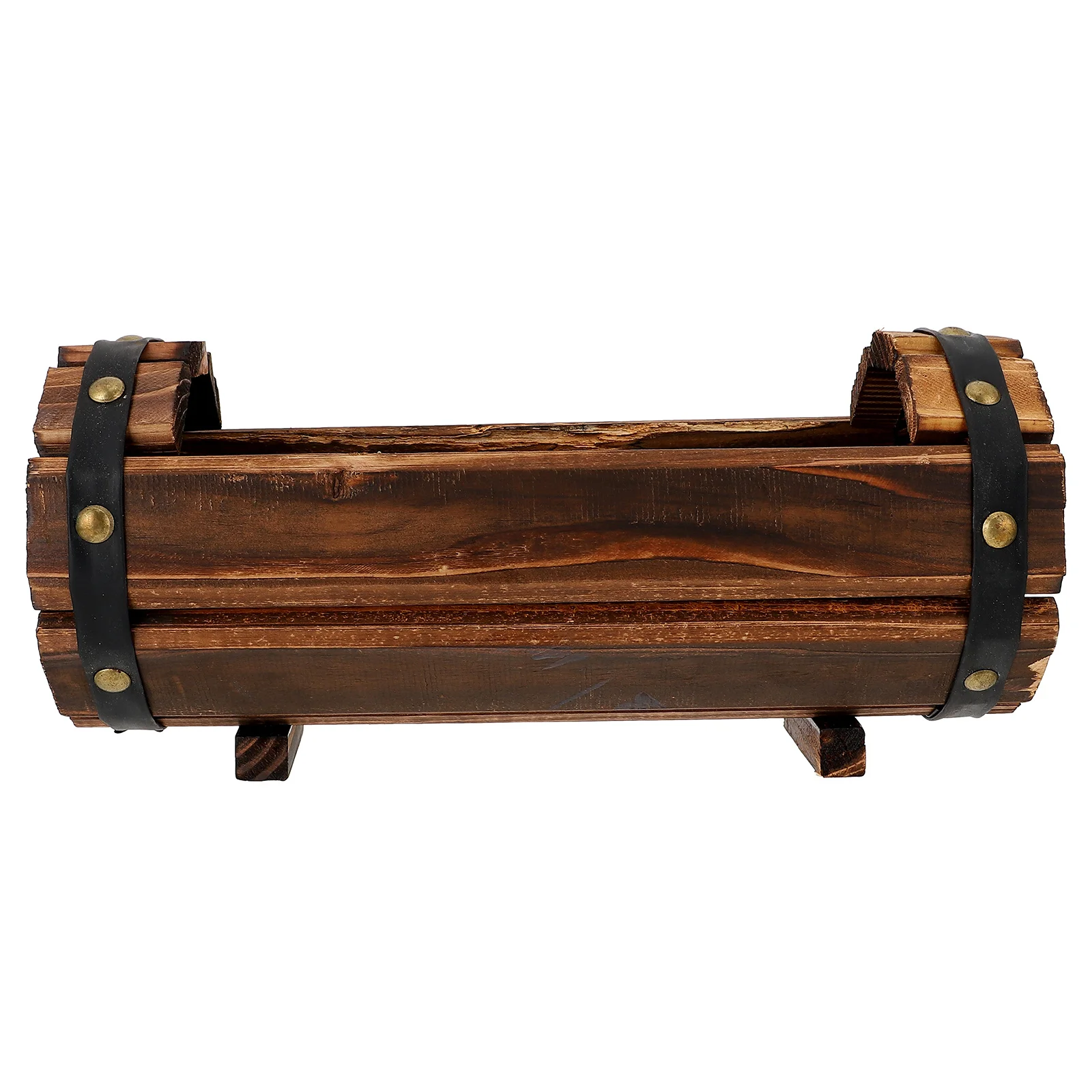 

1pc Outdoor Carbonized Wooden Flower Box For Garden Balcony Decor Retro Wood Vintage Flower Pot Succulent Container Home