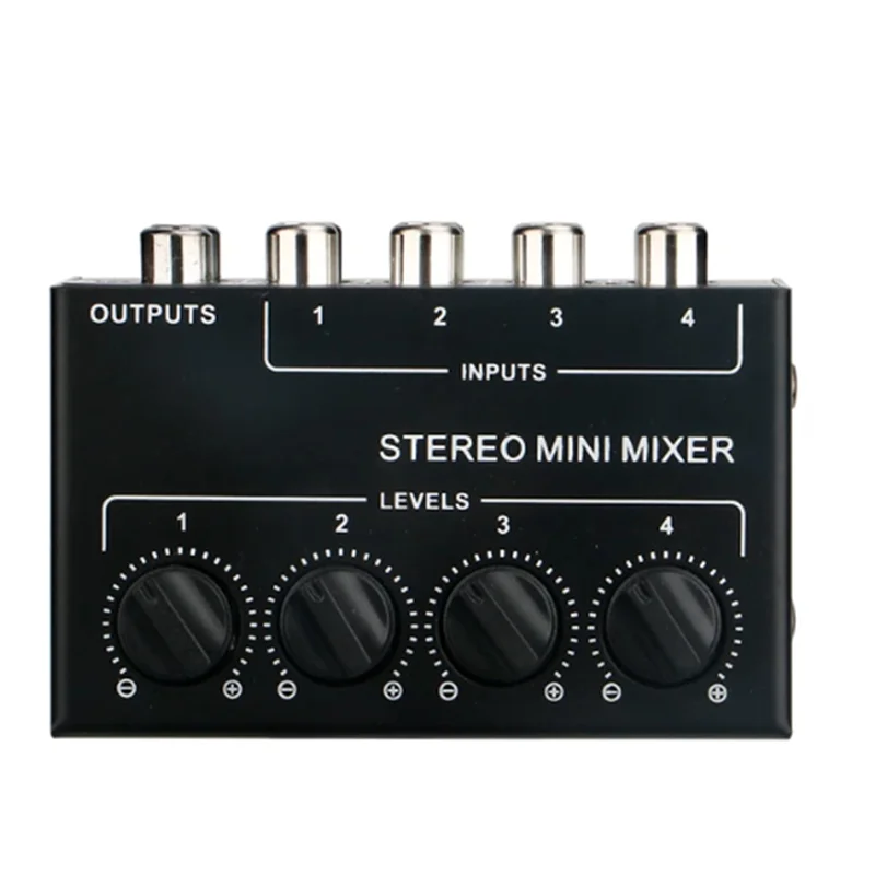 4 Channels Passive Stereo Mixer Mini Audio Mixer Portable Sound Mixer RCA Input Ultra Low Noise For Live Studio Easy To Use-X64A