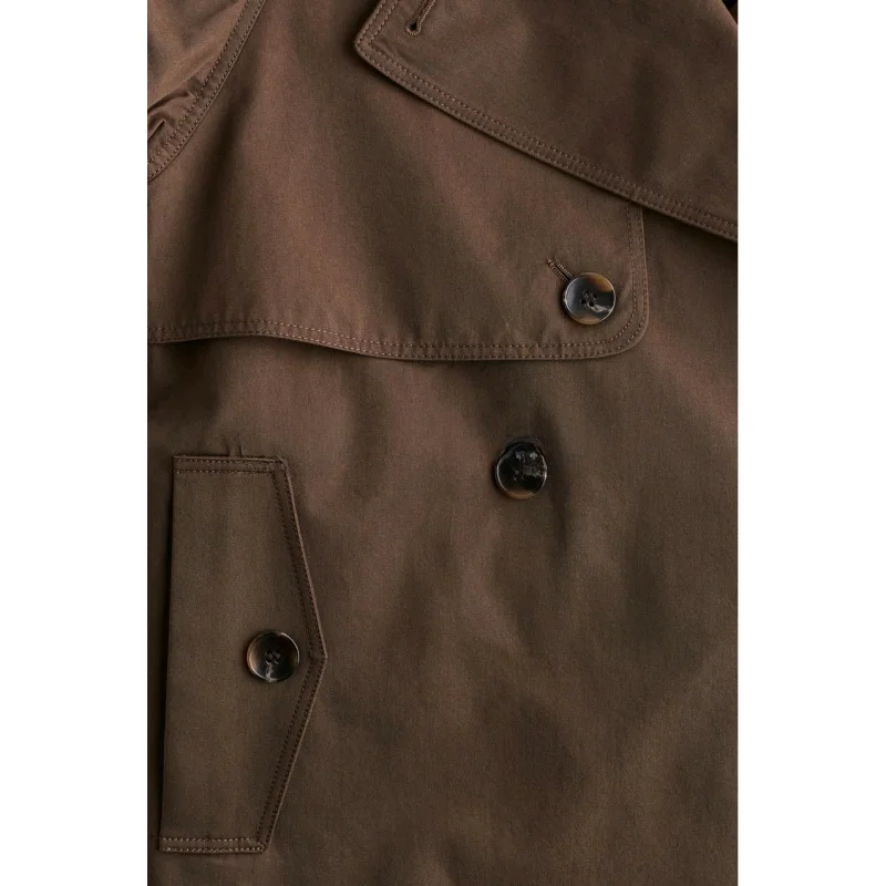 Automne nouveau Sle femmes coréen Simple ceinturé Double boutonnage Long Sve col poinçon ort longueur coupe-vent 282726