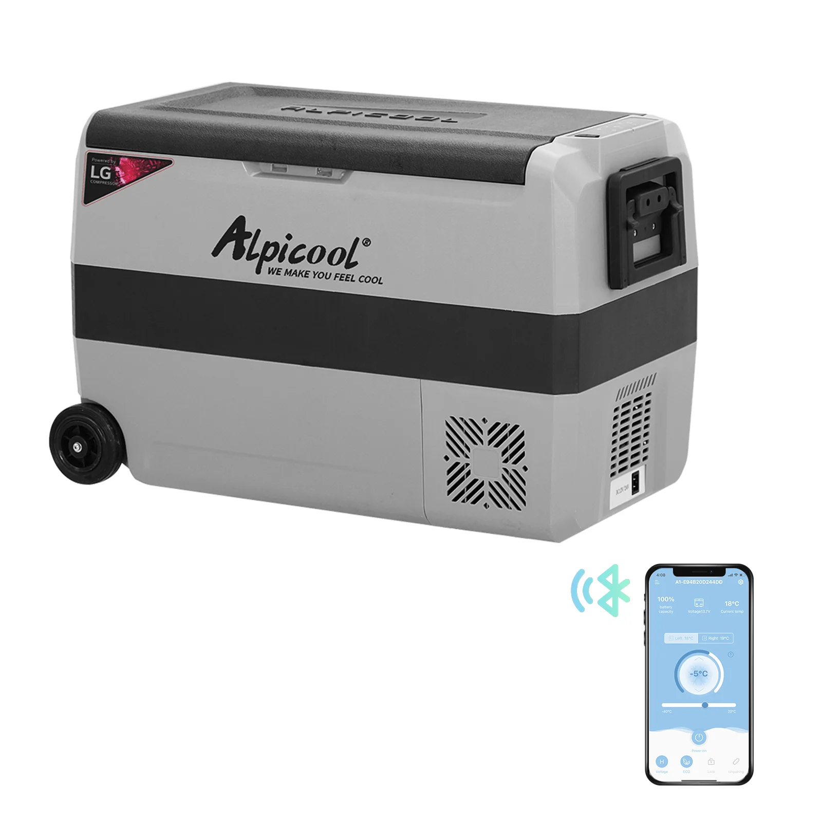 Alpicool LGT50 Dual Temperature Control 12 Volt Refrigerator 53 Quart Portable Car Fridge Freezer (-4°F~68°F) for Truck, RV,