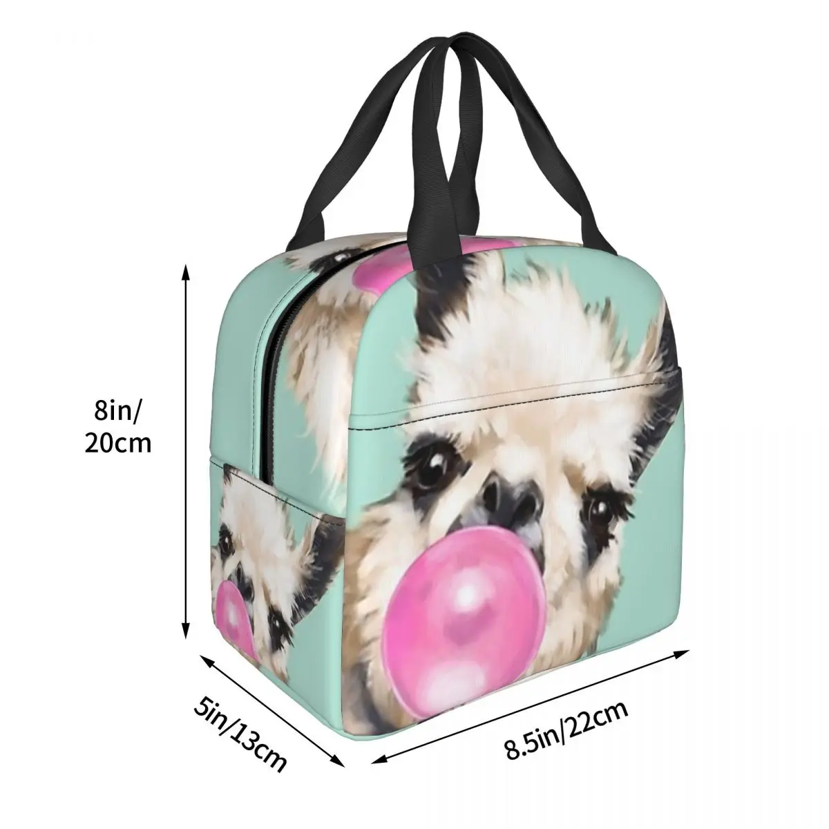 Llama Alpaca Animal Lunch Bags Insulated Bento Box Portable Lunch Tote Leakproof Picnic Bags Cooler Thermal Bag for Woman Kids