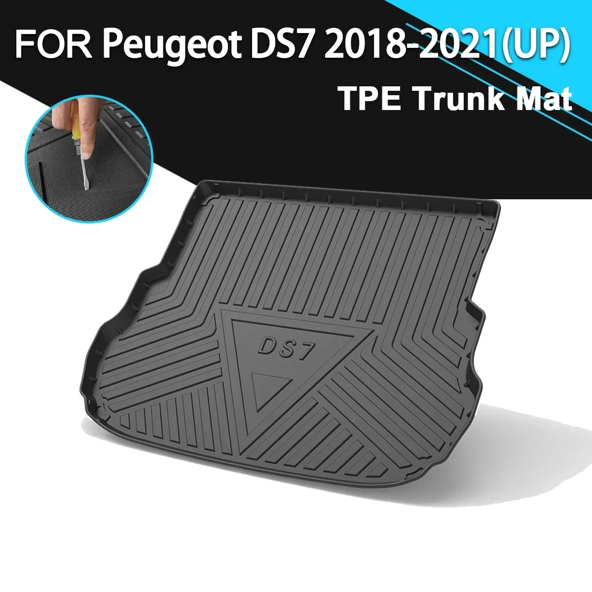 

Car Rear Trunk Cover Mat Non-Slip Waterproof Rubber TPE Cargo Liner Accessories For Peugeot DS7 2018-2021(UP)