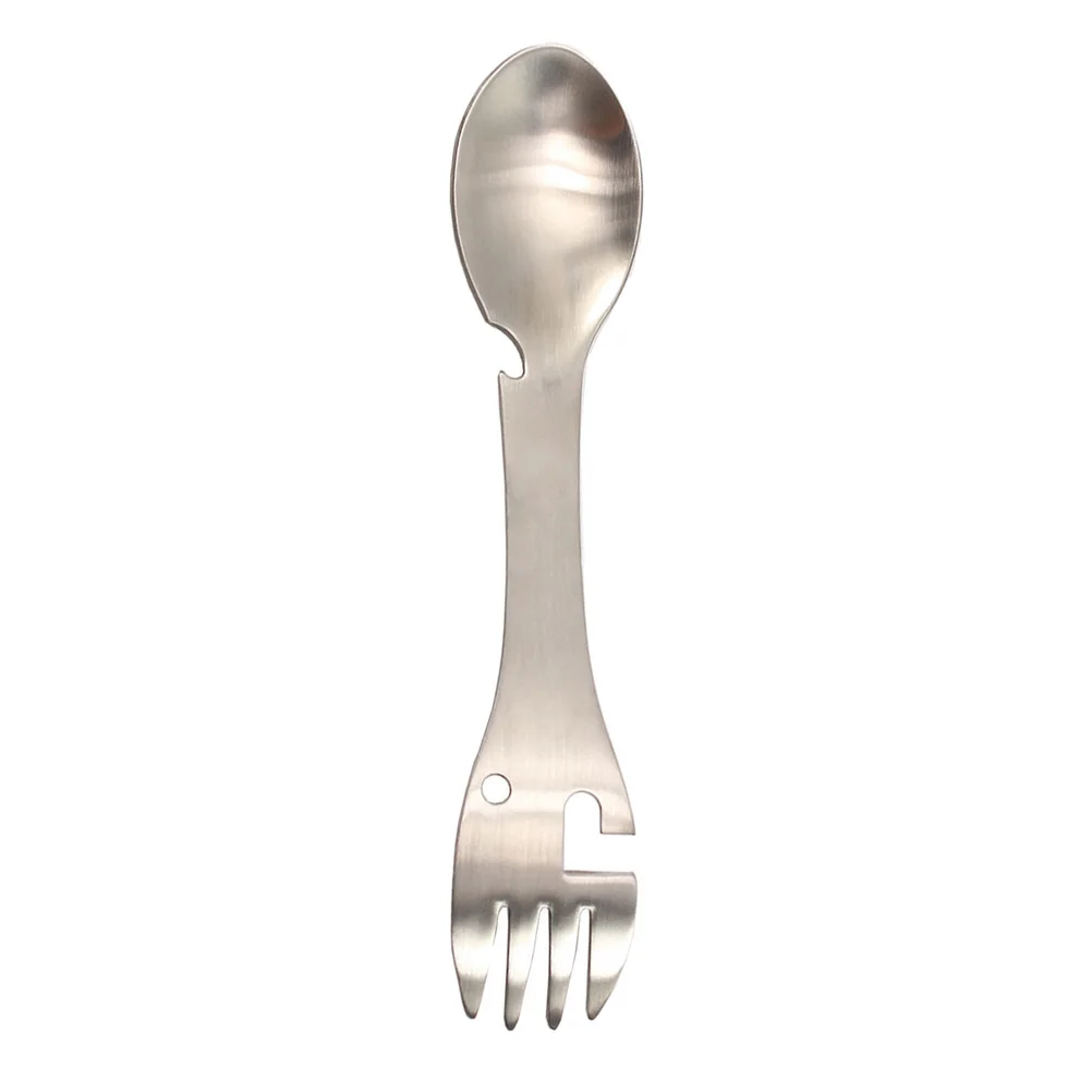 

Stainless Steel Fork Spoon Bottle Opener Multifunctional Outdoor Dining Set Durable Can Opener Spork Camping Hiking Tool Easy