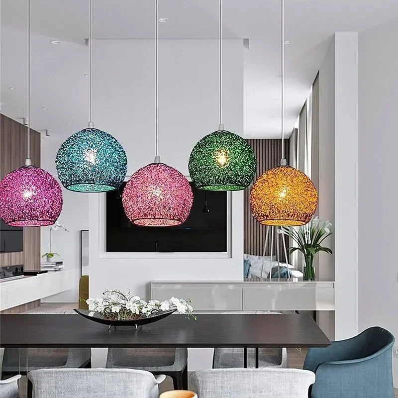 

Nordic Creative Colored Macaron Aluminum Wire Pendant Light Simple Creative Corridor Indoor Lighting Decoration Light