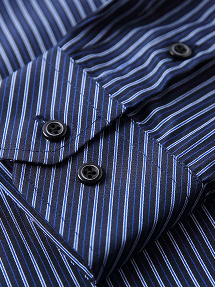 

Свободная полосатая повседневная одежда Long Sve irt Stand Fit Busin Gentleman Sle для поездок на работу, всесезонный дизайн с воротником arp